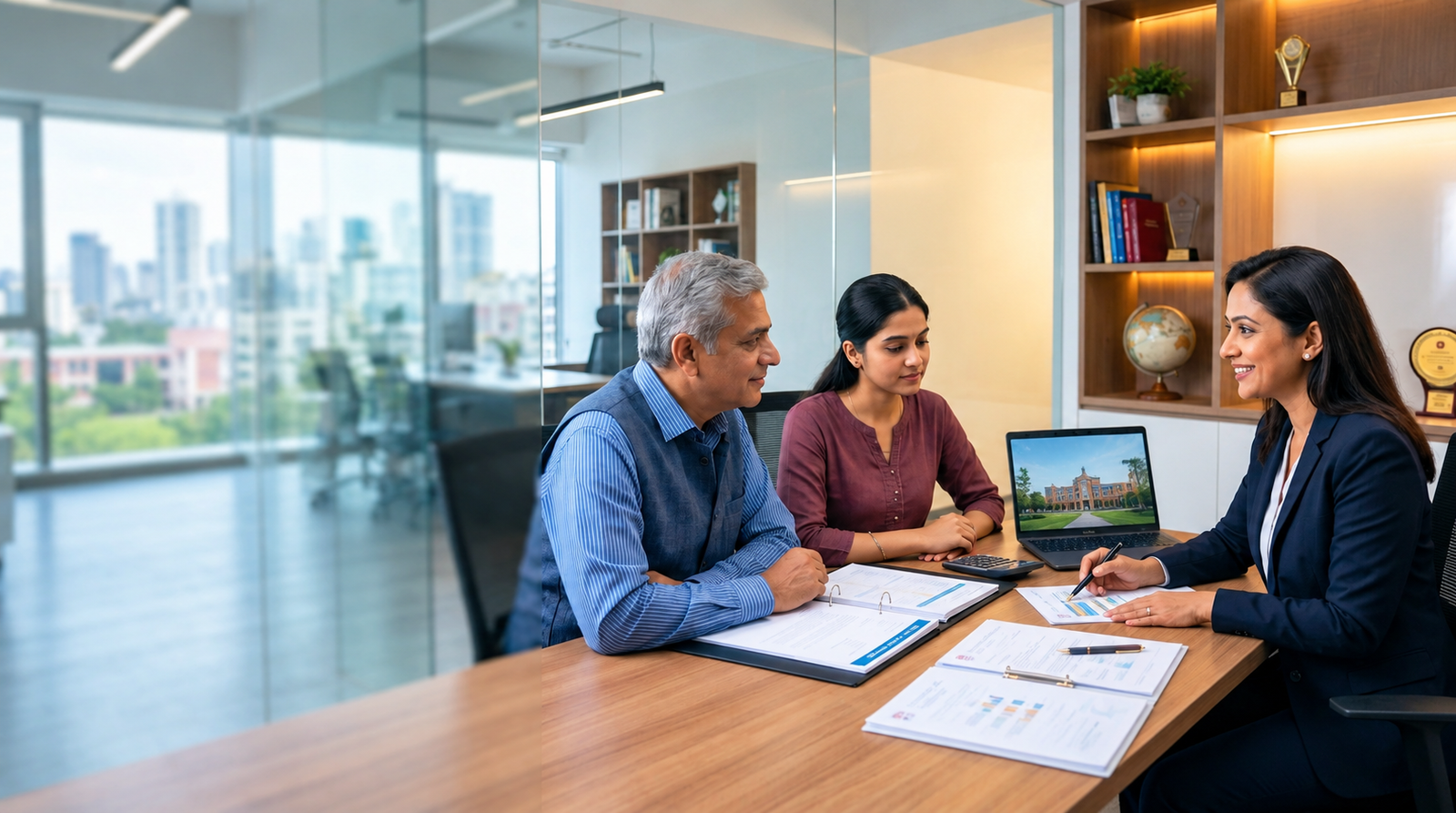 Student and parent planning education costs together